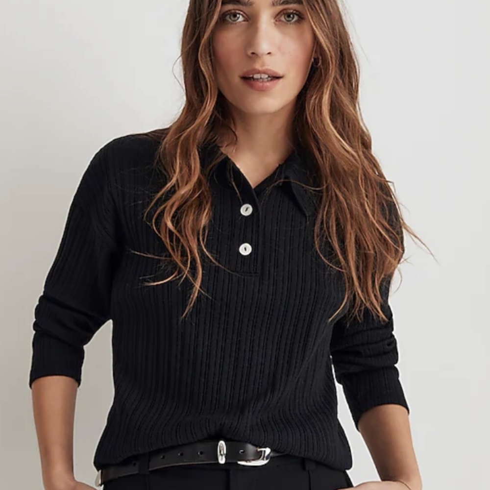 Madewell Variegated Rib Boxy Polo Shirt